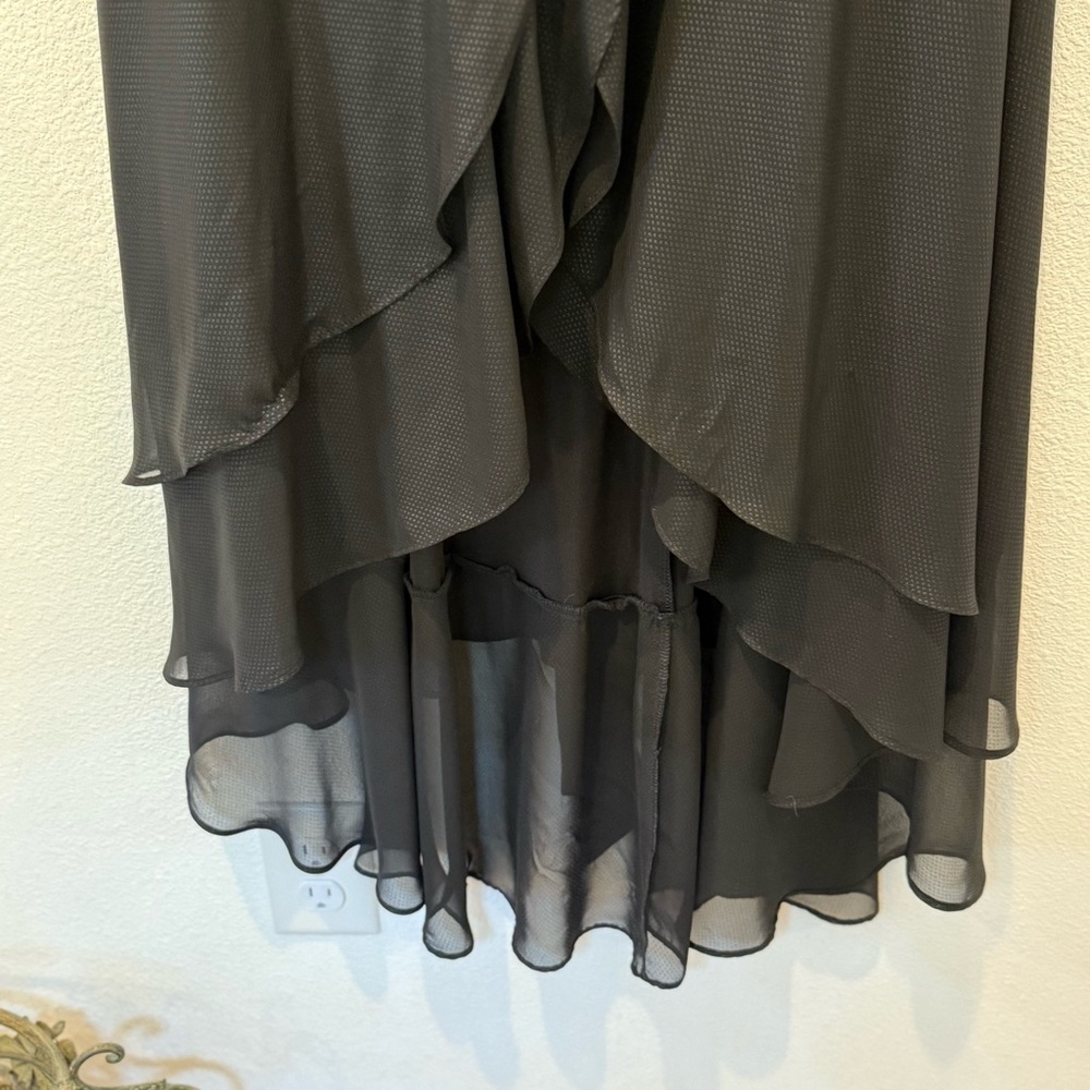 Betsey Johnson Little Black Dot V-Neck High Low Ruffle Cap Sleeve Wrap Dress 10 - Picture 6 of 16